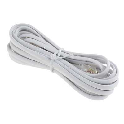 RS PRO Female RJ11 to Male RJ11 Telephone Extension Cable, White Sheath, 3m