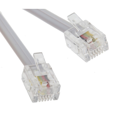RS PRO Female RJ11 to Male RJ11 Telephone Extension Cable, White Sheath, 3m