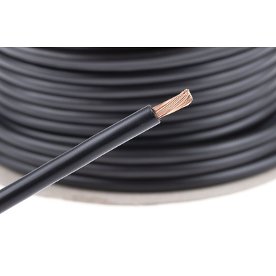 RS PRO Black 10 mm² Hook Up Wire, 7 AWG, 72/0.4 mm, 25m, PVC Insulation