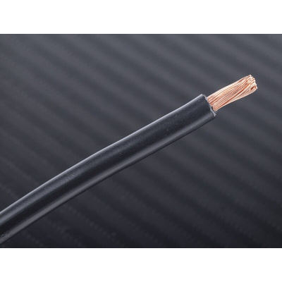 RS PRO Black 10 mm² Hook Up Wire, 7 AWG, 72/0.4 mm, 25m, PVC Insulation