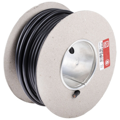 RS PRO Black 10 mm² Hook Up Wire, 7 AWG, 72/0.4 mm, 25m, PVC Insulation