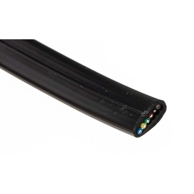 RS PRO 6 Core 30 AWG Telephone Cable, Black Sheath, 50m