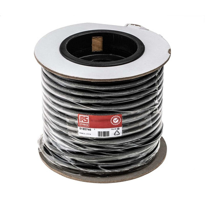 RS PRO 6 Core 30 AWG Telephone Cable, Black Sheath, 50m