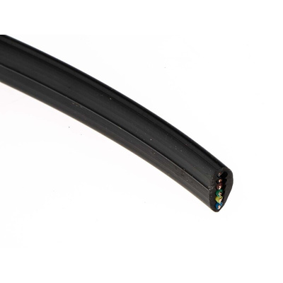 RS PRO 6 Core 30 AWG Telephone Cable, Black Sheath, 50m