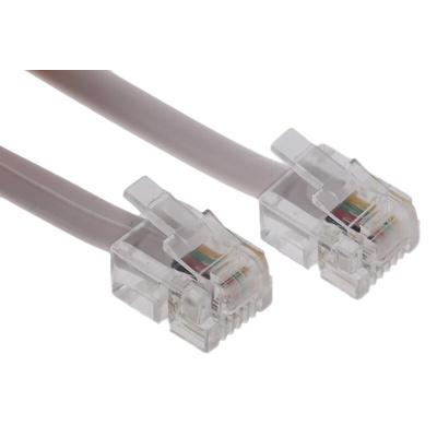 Roline RJ11 to RJ11 4 Core Telephone Extension Cable, Grey Sheath, 6m