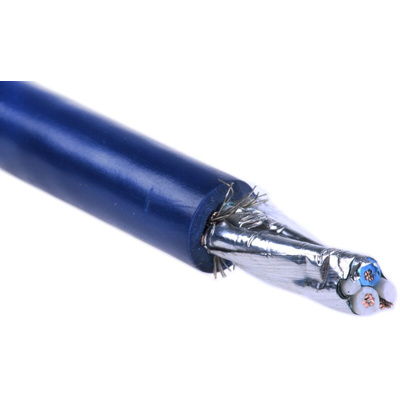 Alpha Wire Foil/Braid Shield Blue Twinaxial Cable, 8.23mm OD 30m, Alpha Essentials series, 78 Ω impedance