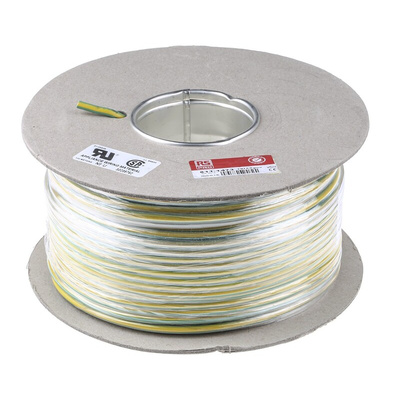RS PRO Green/Yellow 6 mm² Hook Up Wire, 10 AWG, 78/0.295mm, 100m, PVC Insulation