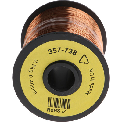 RS PRO Single Core 0.45mm diameter Copper Wire, 400m Long