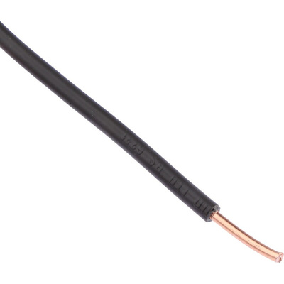 RS PRO Black 2.5 mm² Hook Up Wire, 13 AWG, 1/1.78 mm, 100m, PVC Insulation