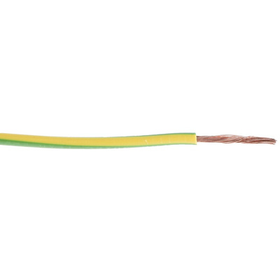 RS PRO Green/Yellow 2.5 mm² Hook Up Wire, 13 AWG, 7/0.67 mm, 100m, PVC Insulation