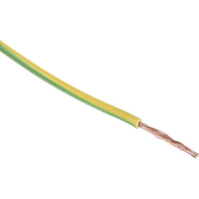 RS PRO Green/Yellow 2.5 mm² Hook Up Wire, 13 AWG, 7/0.67 mm, 100m, PVC Insulation