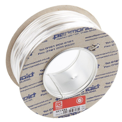 RS PRO White 0.75 mm² Hook Up Wire, 18 AWG, 24/0.2 mm, 100m, PVC Insulation