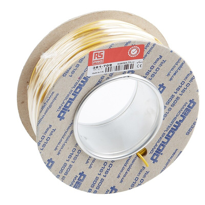 RS PRO Yellow 0.75 mm² Equipment Wire, 18 AWG, 24/0.2 mm, 100m, PVC Insulation