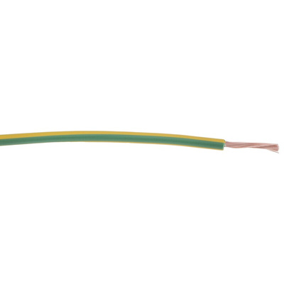 RS PRO Green/Yellow 1.5 mm² Hook Up Wire, 16 AWG, 30/0.25 mm, 100m, PVC Insulation