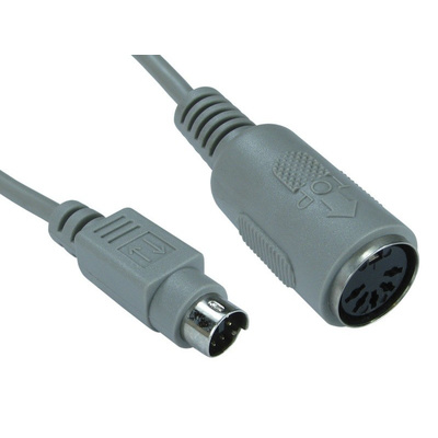 RS PRO 150mm Male 5 Pin DIN to Female 6 Pin Mini DIN Grey KVM Mixed Cable Assembly