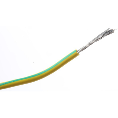 RS PRO Green/Yellow 1 mm² Hook Up Wire, 32/0.2 mm, 100m, Silicone Rubber Insulation