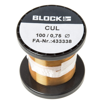 Block Single Core 0.75mm diameter Copper Wire, 20m Long
