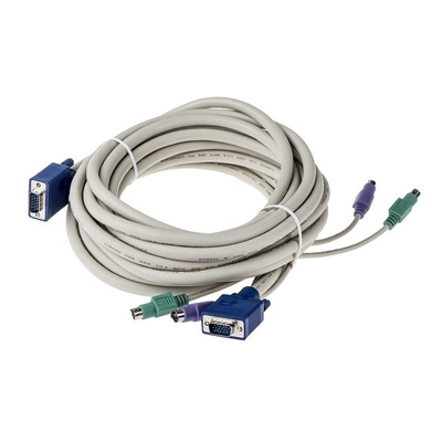 RS PRO 7.5m Male, PS/2 x 2, VGA to Male, PS/2 x 2, VGA KVM Mixed Cable Assembly