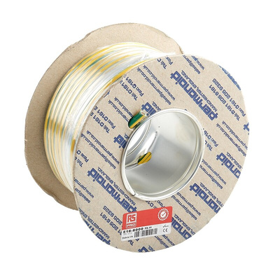 RS PRO Green/Yellow 10 mm² Hook Up Wire, 7 AWG, 80/0.4 mm, 25m, PVC Insulation