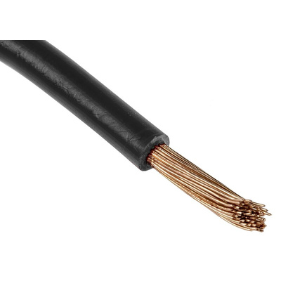 RS PRO Black 16 mm² Hook Up Wire, 5 AWG, 126/0.4 mm, 25m, PVC Insulation