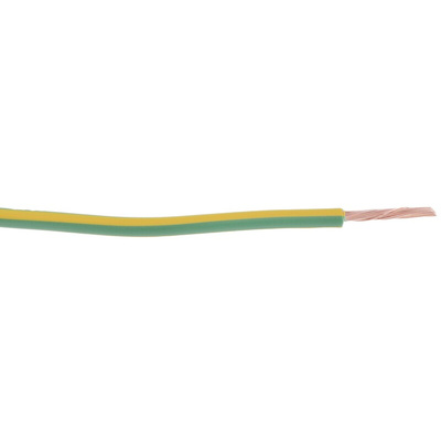 RS PRO Green/Yellow 2.5 mm² Hook Up Wire, 13 AWG, 50/0.25 mm, 100m, PVC Insulation