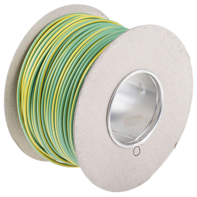RS PRO Green/Yellow 2.5 mm² Hook Up Wire, 13 AWG, 50/0.25 mm, 100m, PVC Insulation