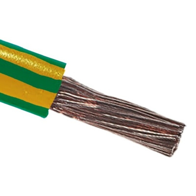 RS PRO Green/Yellow 16 mm² Hook Up Wire, 6 AWG, 115/0.4 mm, 100m, PVC Insulation