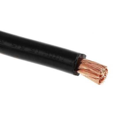 RS PRO Black 25 mm² Hook Up Wire, 4 AWG, 196/0.4 mm, 100m, PVC Insulation