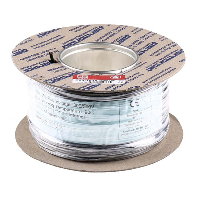 RS PRO Black 1.5 mm² Hook Up Wire, 15 AWG, 30/0.25 mm, 100m, Zero Halogen Insulation