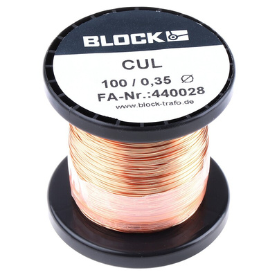 Block Single Core 0.35mm diameter Copper Wire, 87m Long