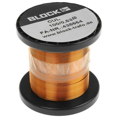 Block Single Core 0.63mm diameter Copper Wire, 28m Long