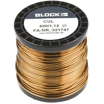 Block Single Core 1.12mm diameter Copper Wire, 44m Long