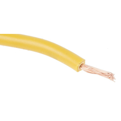 RS PRO Yellow 1 mm² Hook Up Wire, 18 AWG, 32/0.2 mm, 25m, PVC Insulation