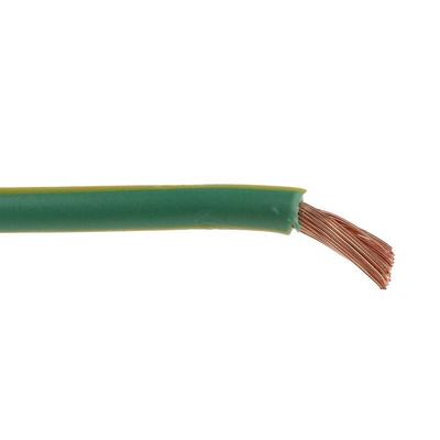 RS PRO Green/Yellow 2.5 mm² Hook Up Wire, 13 AWG, 50/0.25 mm, 25m, PVC Insulation