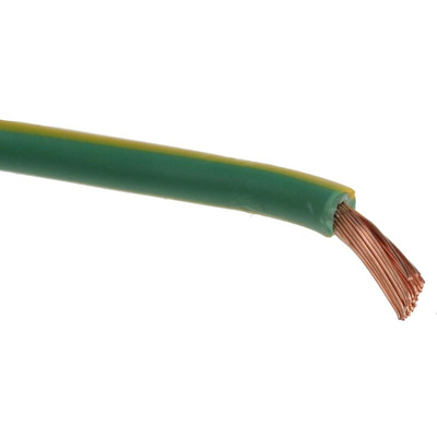 RS PRO Green/Yellow 2.5 mm² Hook Up Wire, 13 AWG, 50/0.25 mm, 25m, PVC Insulation