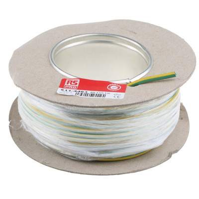 RS PRO Green/Yellow 4 mm² Hook Up Wire, 11 AWG, 56/0.3 mm, 25m, PVC Insulation