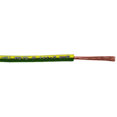 RS PRO Green/Yellow 0.75 mm² Hook Up Wire, 18 AWG, 22/1.0 mm, 100m, Polyolefin Cross-linked EI5 Insulation