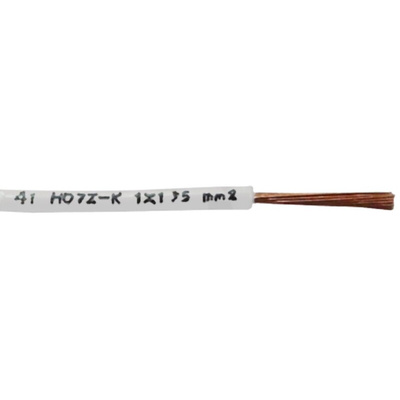 RS PRO White 0.75 mm² Hook Up Wire, 22 AWG, 22/1.0 mm, 100m, Polyolefin Cross-linked EI5 Insulation