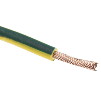 RS PRO Green/Yellow 1.5 mm² Hook Up Wire, 100m