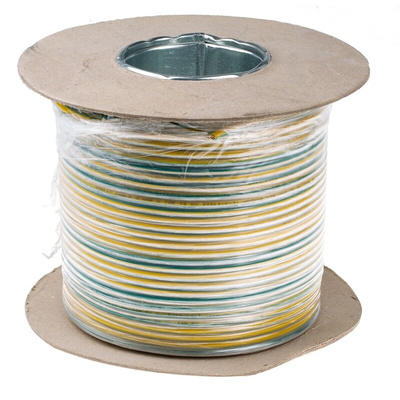 RS PRO Green/Yellow 6 mm² Hook Up Wire, 100m
