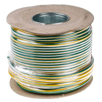 RS PRO Green/Yellow 10 mm² Hook Up Wire, 100m
