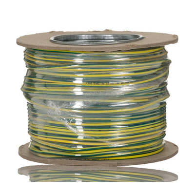 RS PRO Green/Yellow 1.5 mm² Hook Up Wire, 100m