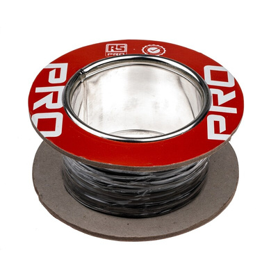 RS PRO Black 0.12 mm² Hook Up Wire, 26 AWG, 7/0.15 mm, 100m, PTFE Insulation