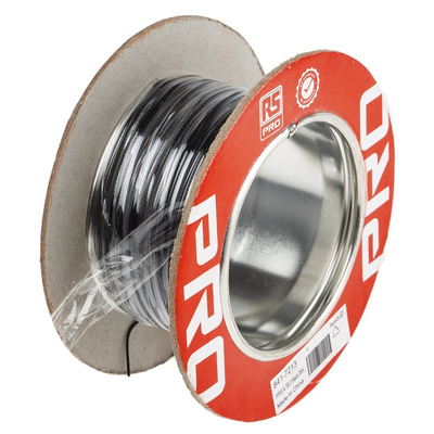 RS PRO Black 0.22 mm² Hook Up Wire, 24 AWG, 7/0.2 mm, 25m, PTFE Insulation