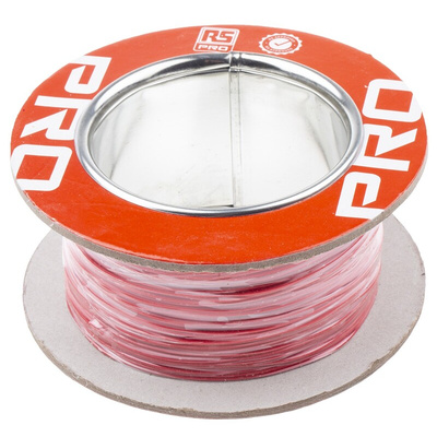 RS PRO Red 0.22 mm² Hook Up Wire, 24 AWG, 7/0.2 mm, 100m, PTFE Insulation