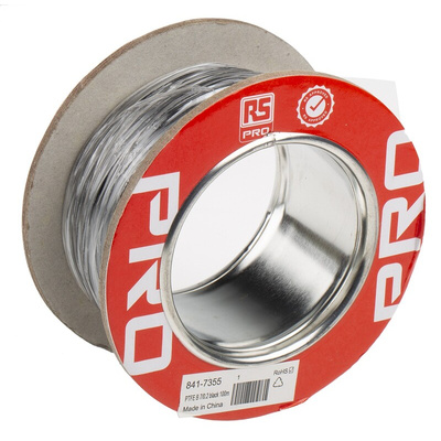 RS PRO Black 0.22 mm² Hook Up Wire, 24 AWG, 7/0.2 mm, 100m, PTFE Insulation