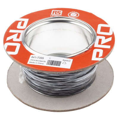 RS PRO Black 0.34 mm² Hook Up Wire, 22 AWG, 19/0.15 mm, 25m, PTFE Insulation