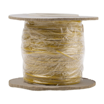 RS PRO Yellow 0.26 mm² Hook Up Wire, 23 AWG, 3/0.07 mm, 100m, PVC Insulation
