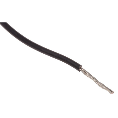 RS PRO Black 0.52 mm² Hook Up Wire, 20 AWG, 16/0.2 mm, 100m, Cross Linked Polyolefin Insulation