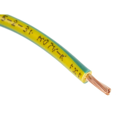 RS PRO Green/Yellow 1.5 mm² Hook Up Wire, 27/0.25 mm, 100m, PVC Insulation